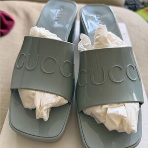 Gucci Baby Blue Mule Sandals